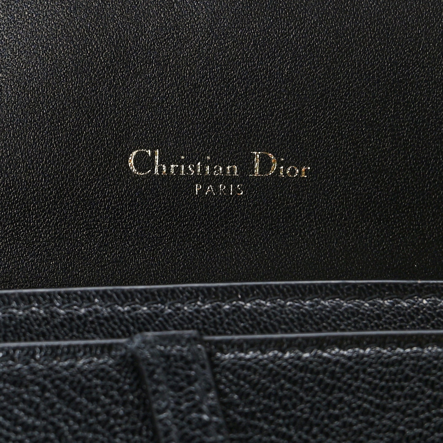Grained Calfskin Saddle Chain Wallet Pouch Black