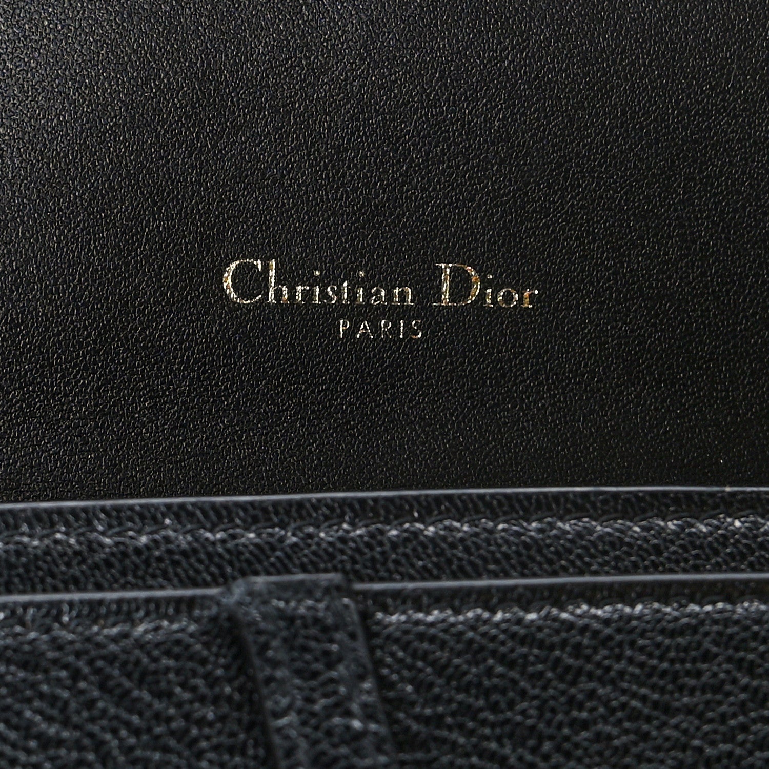 Christian Dior Grained Calfskin Saddle Chain Wallet Pouch Black 8 of 11