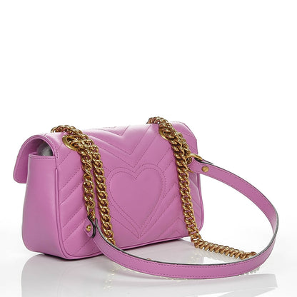 Gucci Calfskin Matelasse Mini GG Marmont Shoulder Bag Candy Mousse 3 of 6