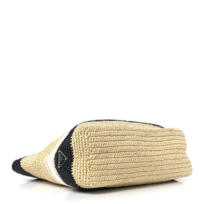 Prada Raffia Logo Tote Naurale Black 4 of 12