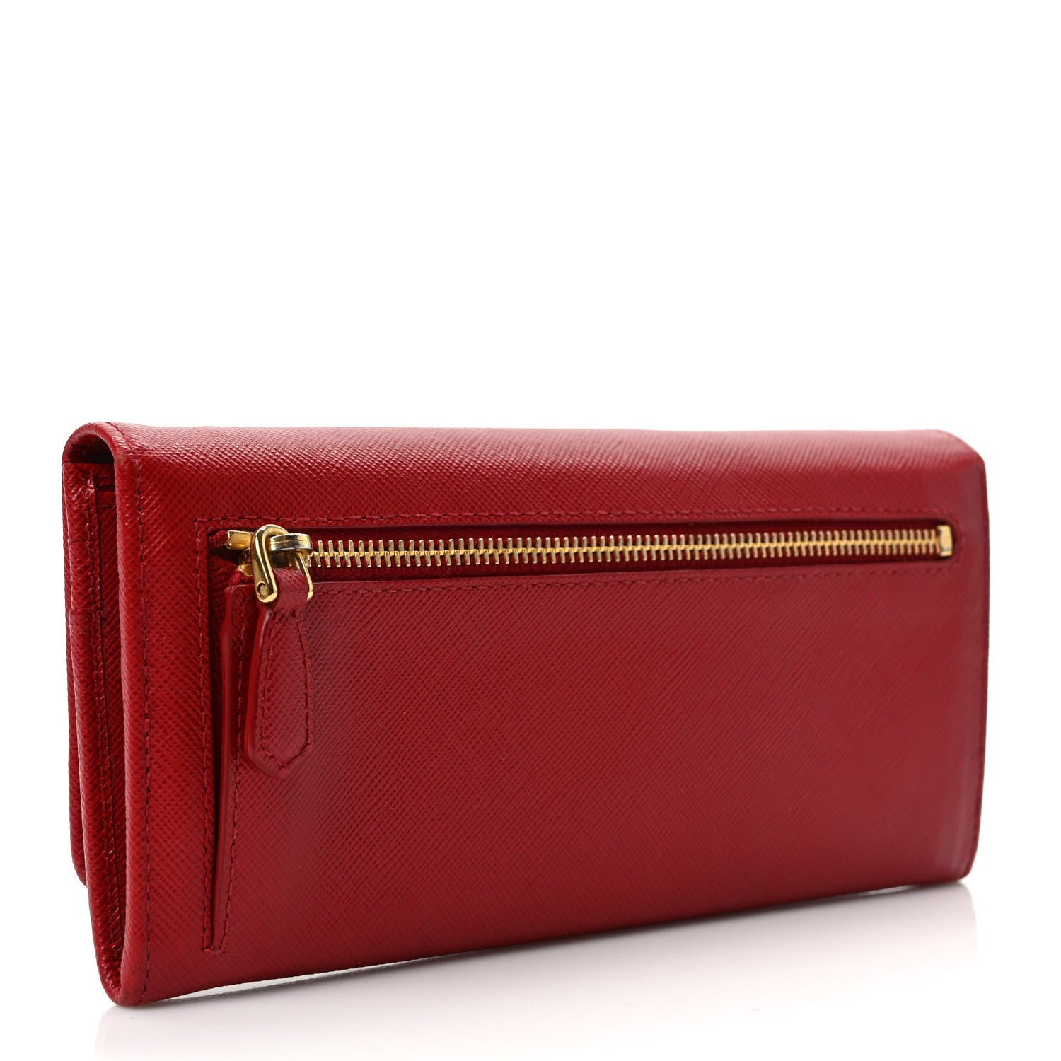 Prada Saffiano Metal Continental Flap Wallet Fuoco 3 of 9