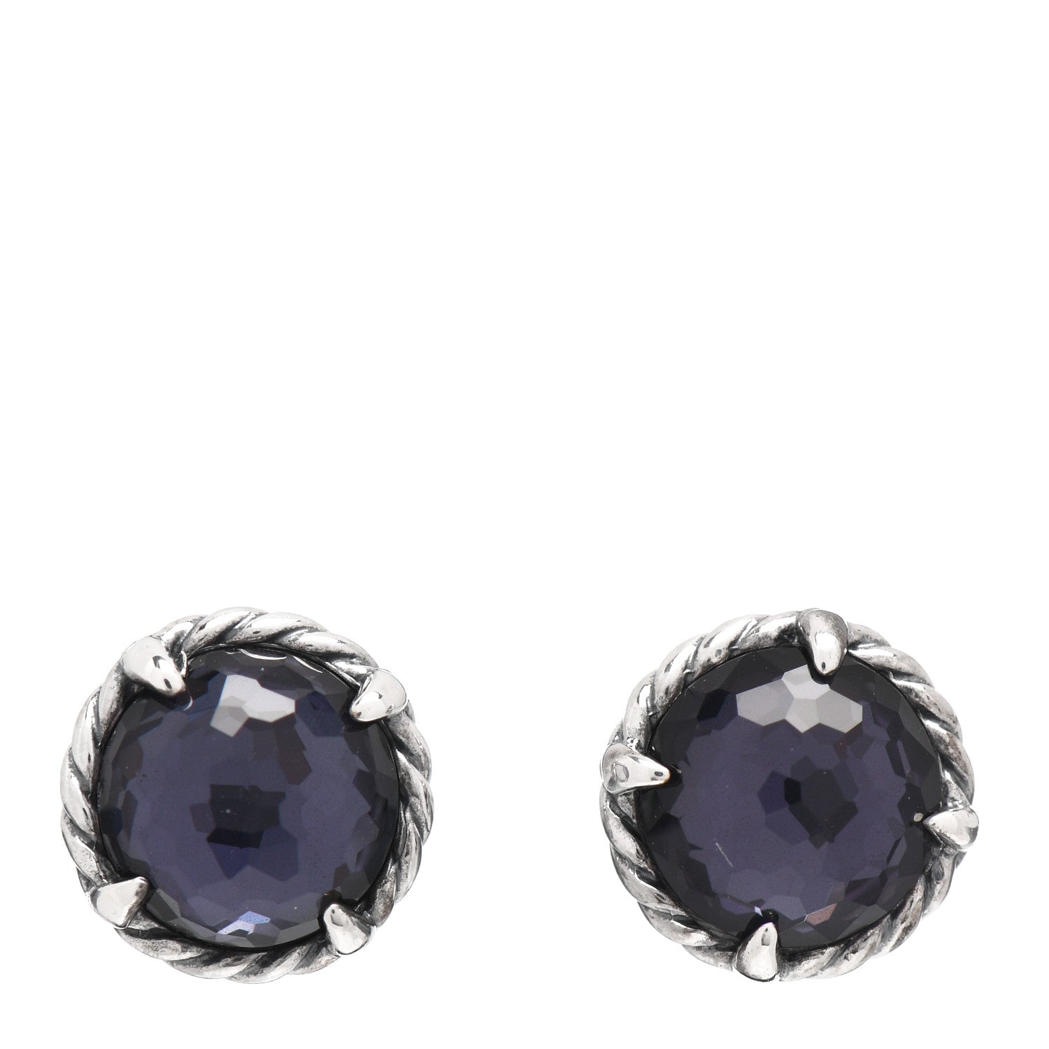 David Yurman Sterling Silver Black Orchid 8mm Chatelaine Earrings 1 of 4