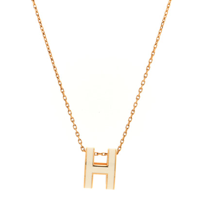 Hermes Lacquered Gold Pop H Pendant Necklace White 1 of 5