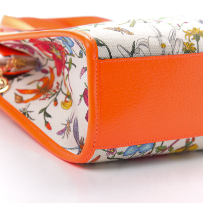 Gucci Canvas Medium Flora Tote White Multicolor Orange Fluo 9 of 16