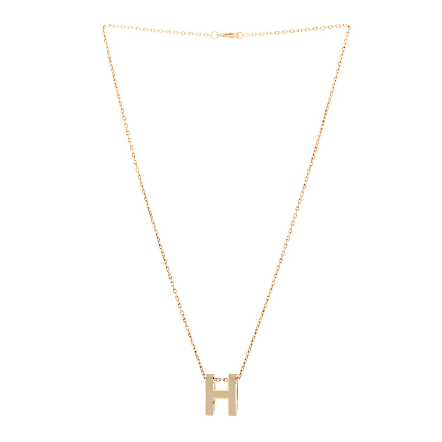 Lacquered Rose Gold Pop H Pendant Necklace Marron Glace