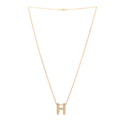 Hermes Lacquered Rose Gold Pop H Pendant Necklace Marron Glace 3 of 6