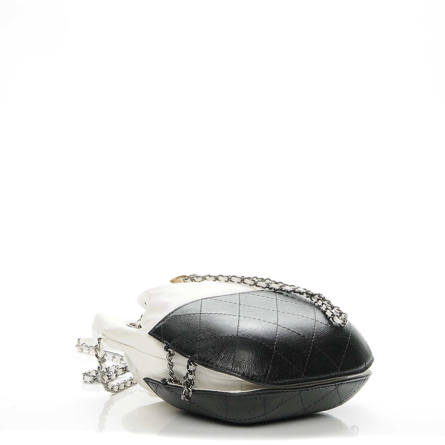 Chanel Calfskin Quilted Small Gabrielle Purse White Black 4 of 7