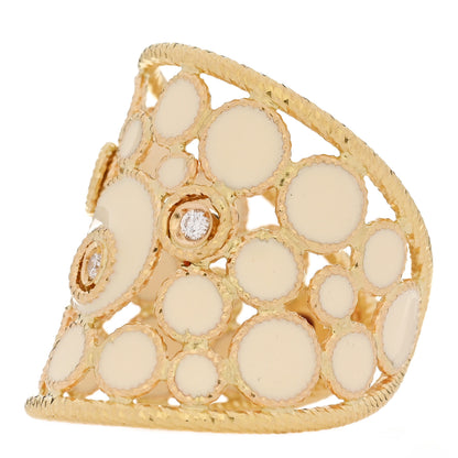 Roberto Coin 18K Yellow Gold Diamond Enamel Bollicine Ring 53 6.5 White 3 of 5