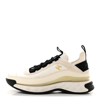 Chanel Velvet Calfskin Mixed Fibers CC Sneakers 39 Ivory Black 1 of 9