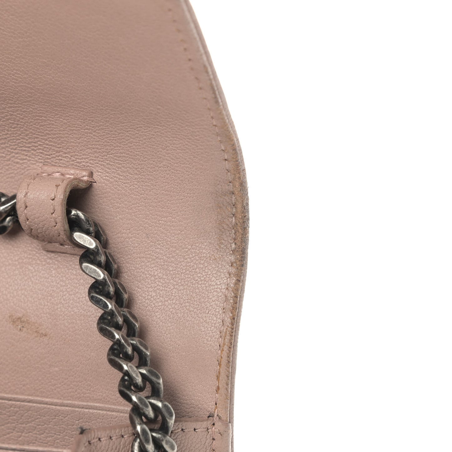 Sheepskin Tri-Quilt Monogram Envelope Chain Wallet Beige
