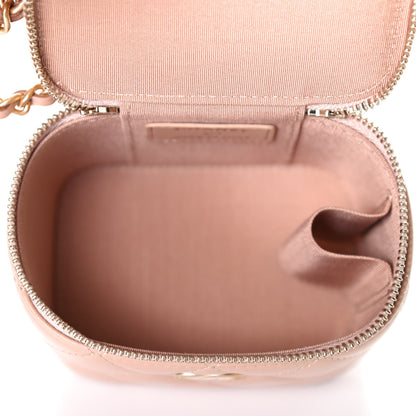 Chanel Lambskin Quilted Top Handle Mini Vanity Case With Chain Beige 4 of 4