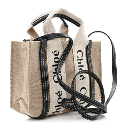 Chloe Cotton Calfskin Mini Woody Ribbon Tote White Blue 3 of 10