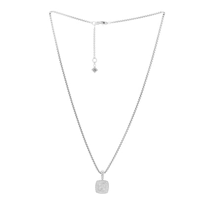 David Yurman Sterling Silver Diamond Pave 7mm Petite Albion Pendant Necklace 3 of 7