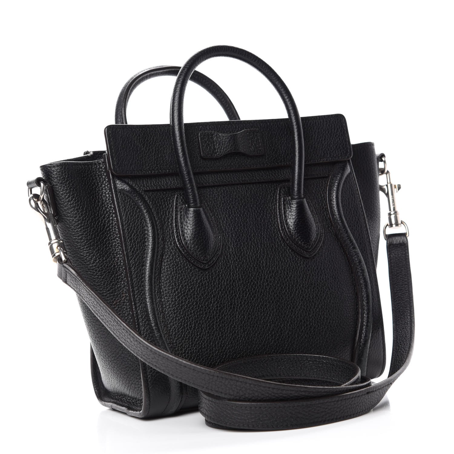 Celine Drummed Calfskin Nano Luggage Black 3 of 13