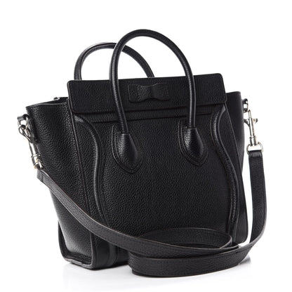 Celine Drummed Calfskin Nano Luggage Black 3 of 13