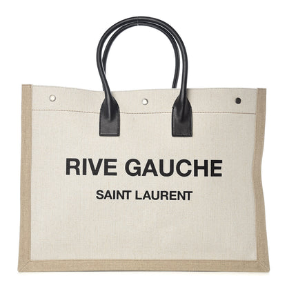 Saint Laurent Linen Calfskin Rive Gauche Tote Optic White 1 of 9