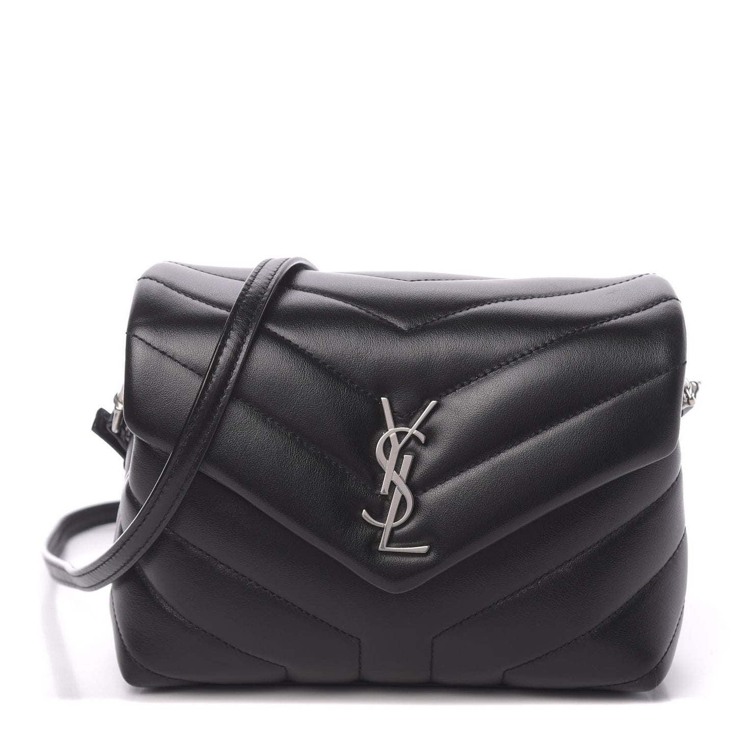 Calfskin Y Quilted Monogram Toy Loulou Crossbody Bag Black
