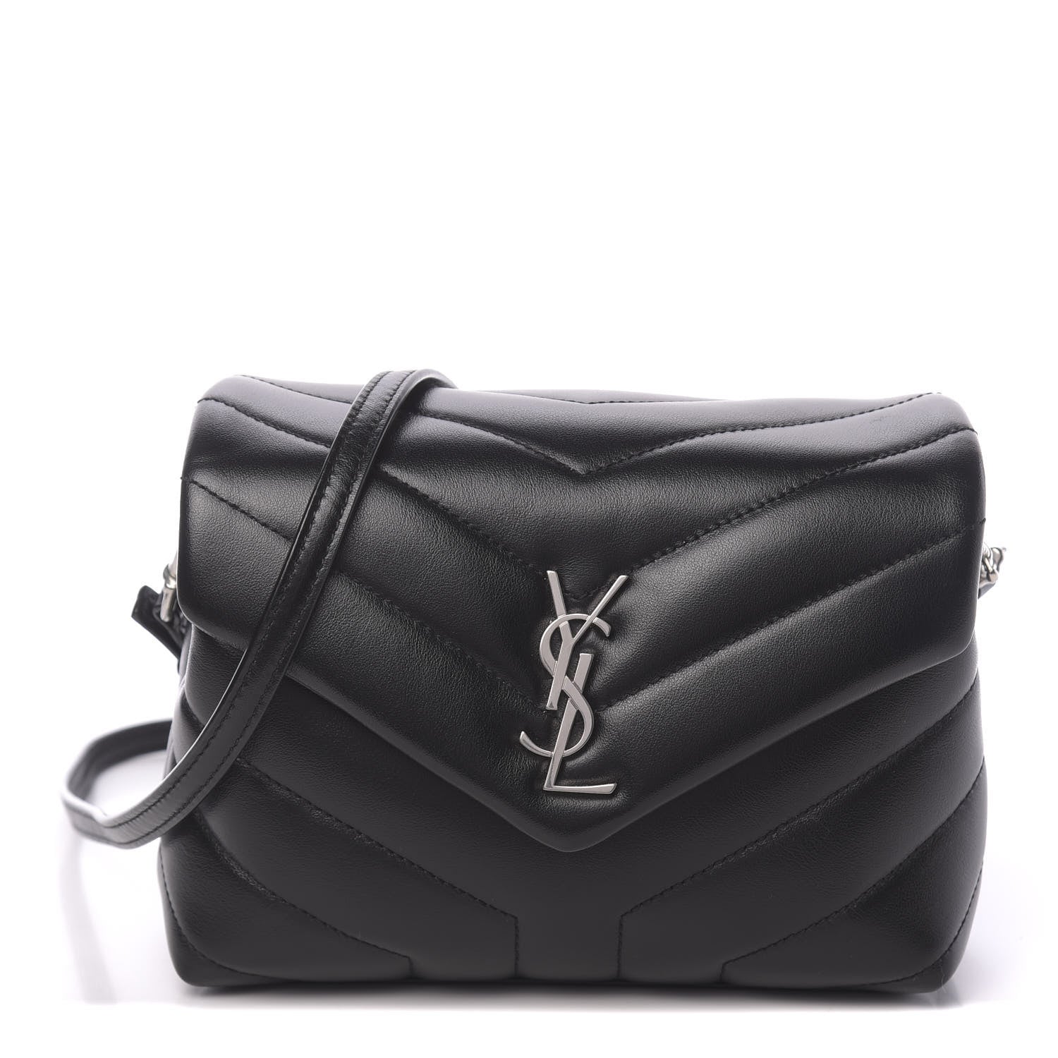 Saint Laurent Calfskin Y Quilted Monogram Toy Loulou Crossbody Bag Black 1 of 10