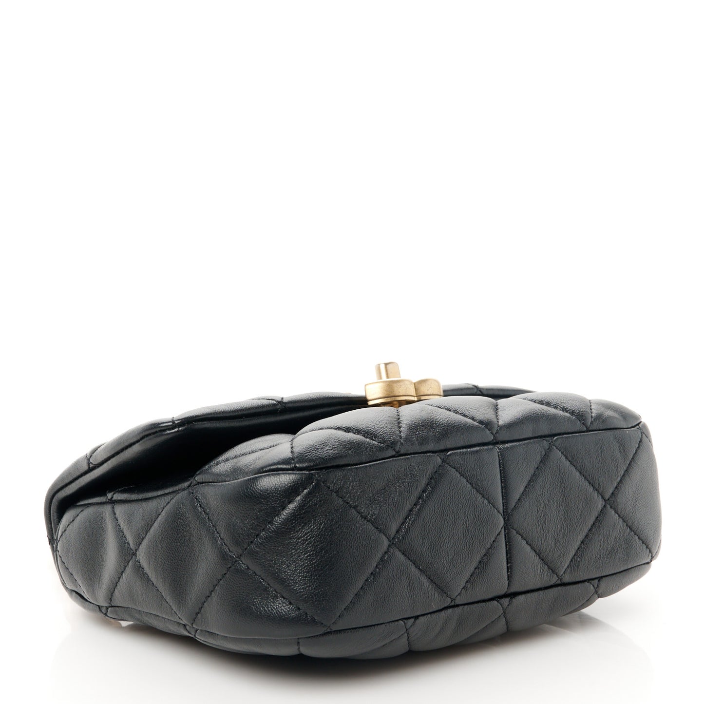 Lambskin Quilted Mini Lacquered Chain Flap Black
