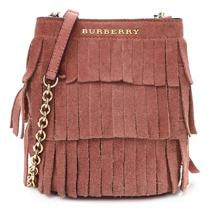 Burberry Suede Fringe Mini Bucket Bag Russet Pink 1 of 13