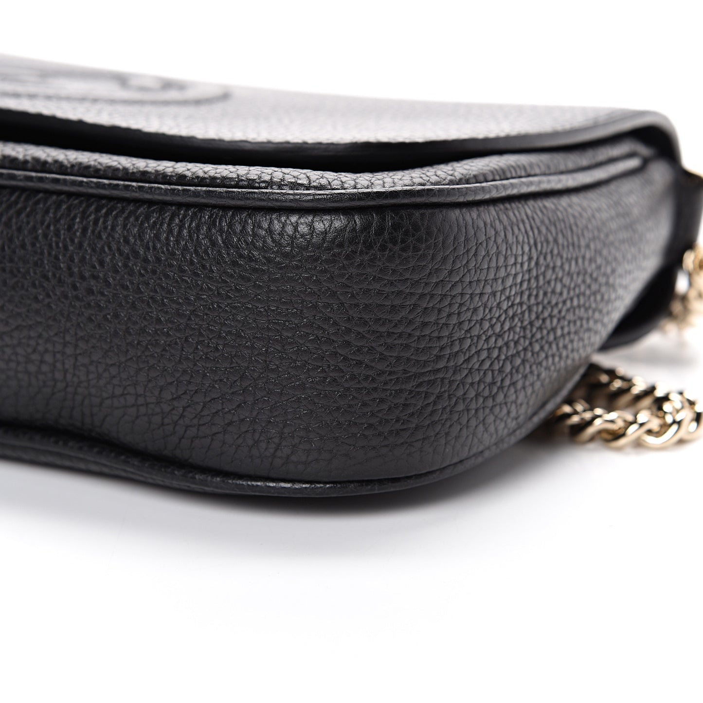 Pebbled Calfskin Medium Soho Flap Crossbody Black