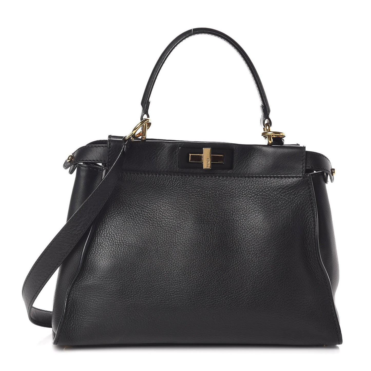 Vitello Seta Shiny Nappa Medium Peekaboo Iconic Satchel Black