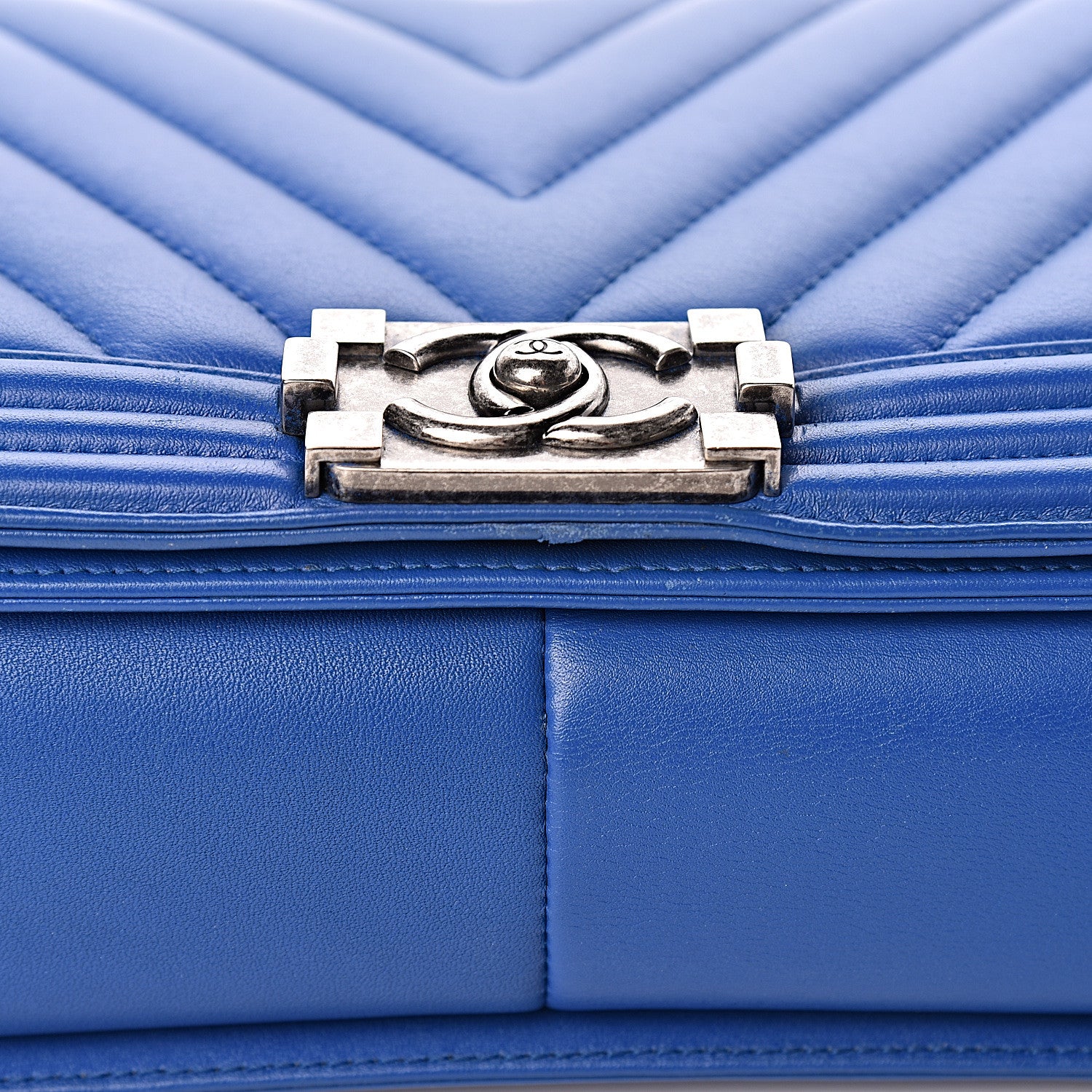 Chanel Lambskin Chevron Quilted New Medium Boy Flap Blue 5 of 11