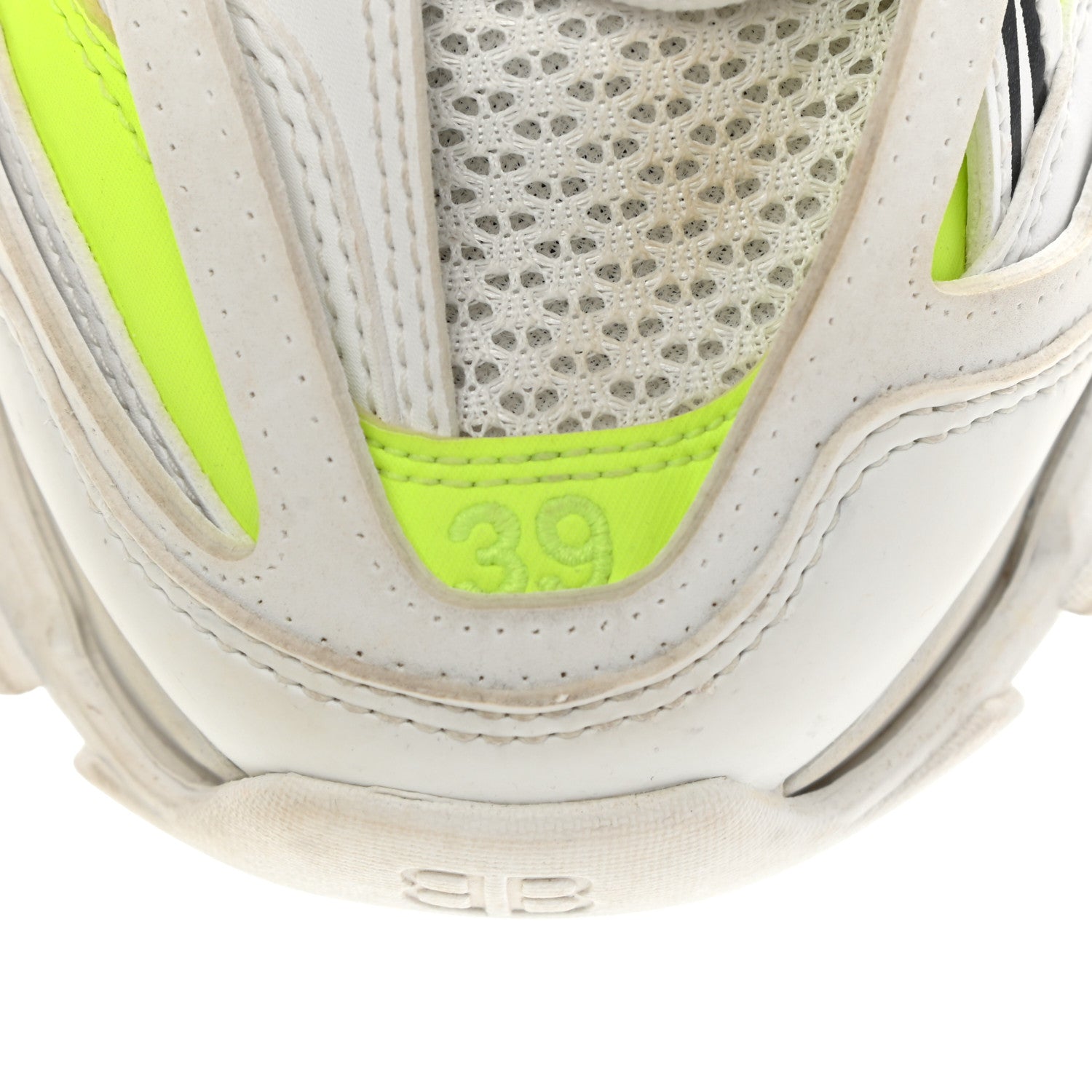 Balenciaga Mesh Nylon Worn Out Effect Womens Track Sneakers 39 White Fluo Yellow 7 of 17
