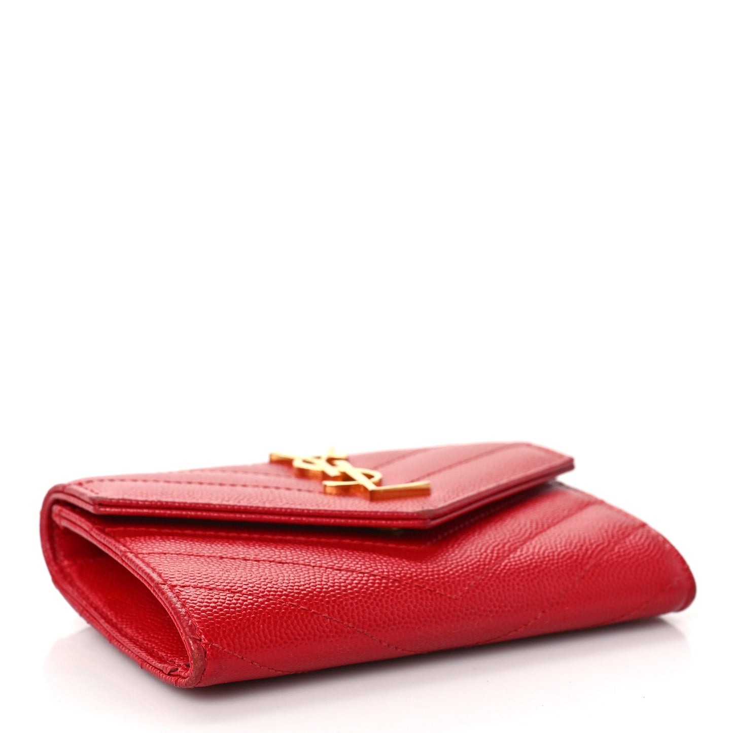 Grain De Poudre Matelasse Chevron Small Monogram Envelope Wallet New Red