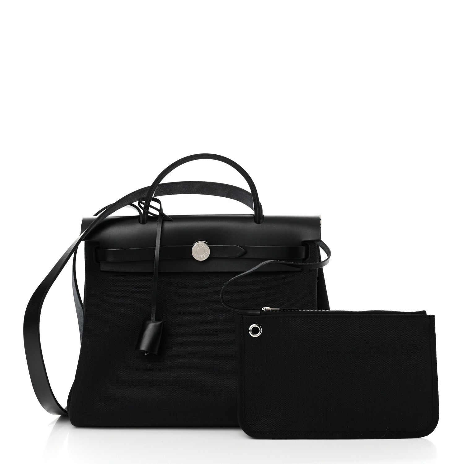 Hermes Military Toile Vache Hunter Herbag Zip Retourne 31 PM Black 3 of 11