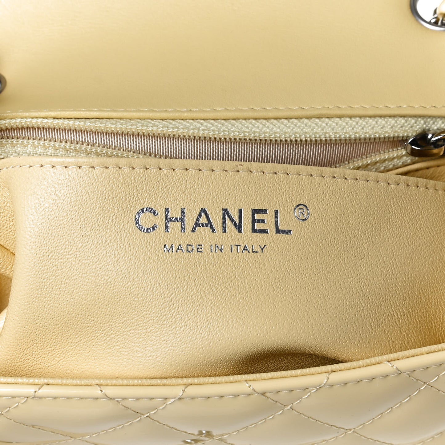 Patent Quilted Mini Square Flap Yellow