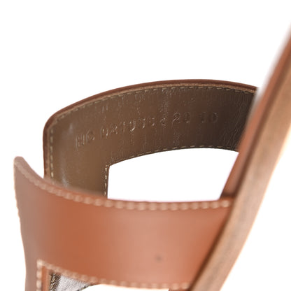 Hermes Box Calfskin Oran Sandals 35 Gold 8 of 8