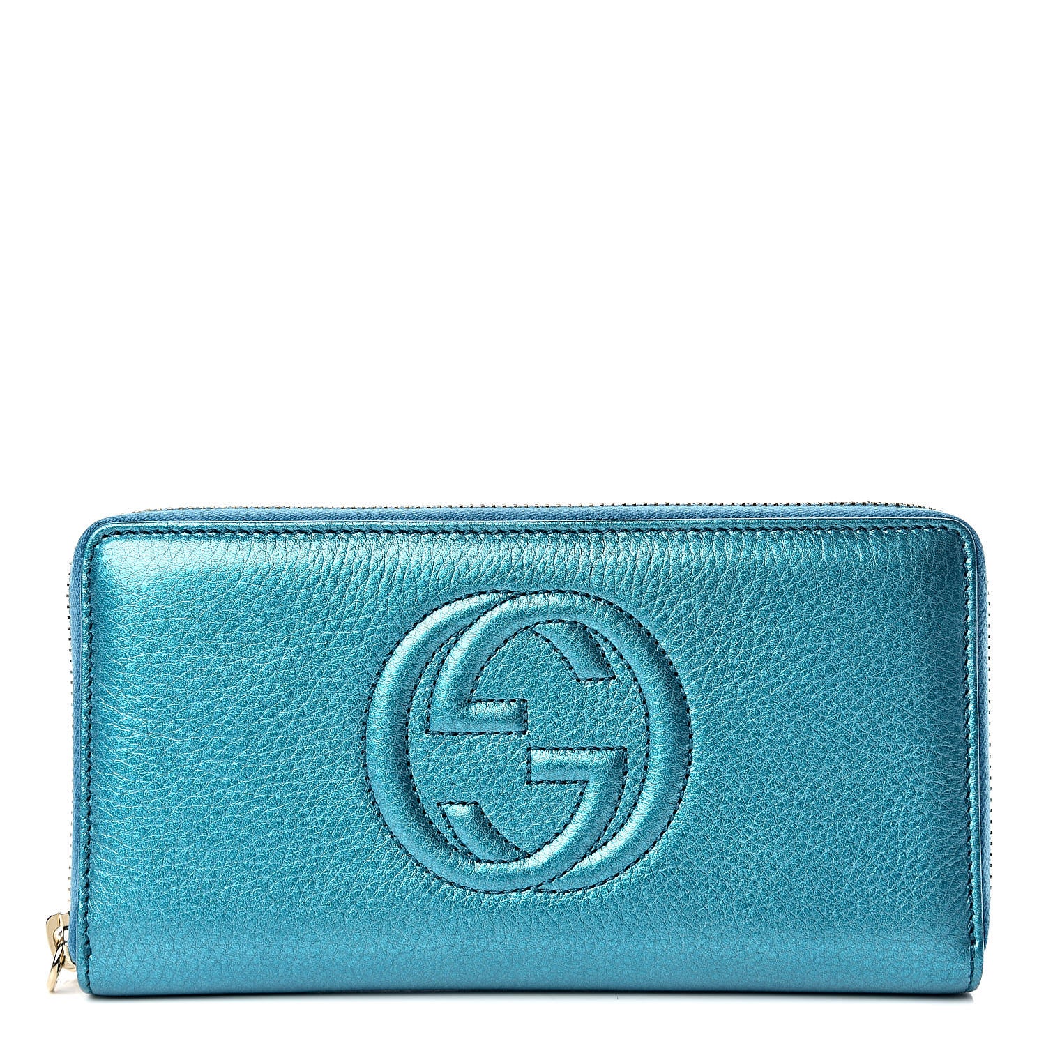 Gucci Metallic Cellarius Calfskin Soho Zip Around Wallet Deep Cobalt 1 of 10