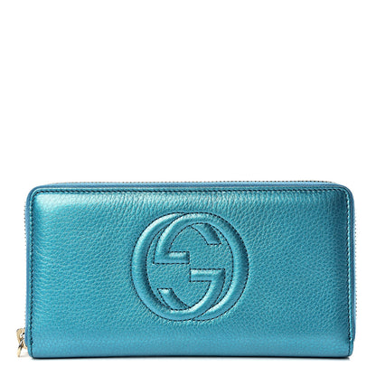 Gucci Metallic Cellarius Calfskin Soho Zip Around Wallet Deep Cobalt 1 of 10