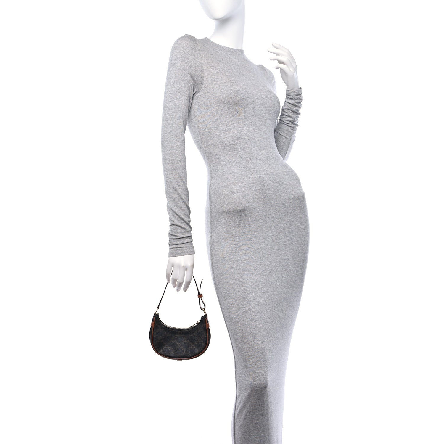 Celine Canvas Calfskin Mini Ava Triomphe Shoulder Bag Tan 2 of 10