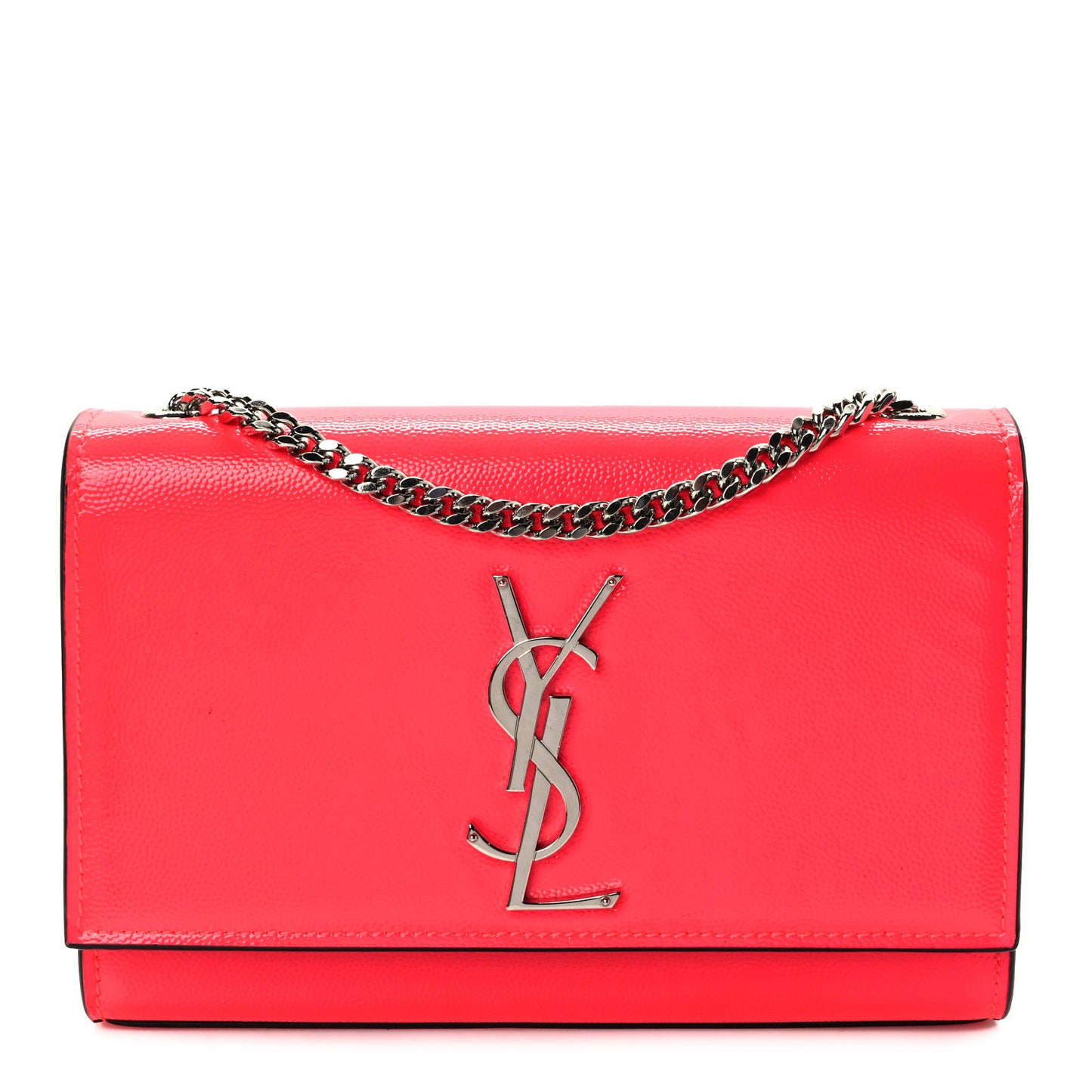 Patent Grain de Poudre Small Monogram Kate Satchel Neon Pink