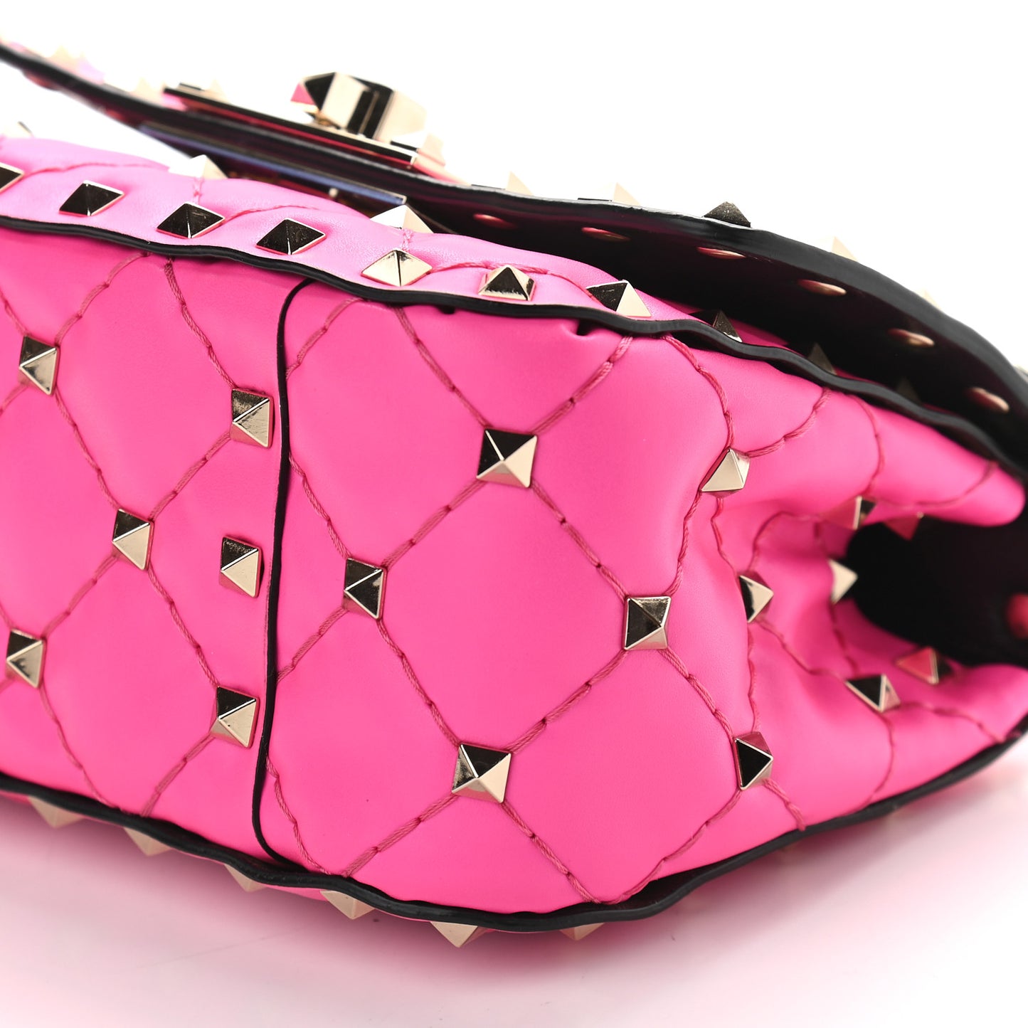 Calfskin Micro Rockstud Spike Shoulder Bag Azalea