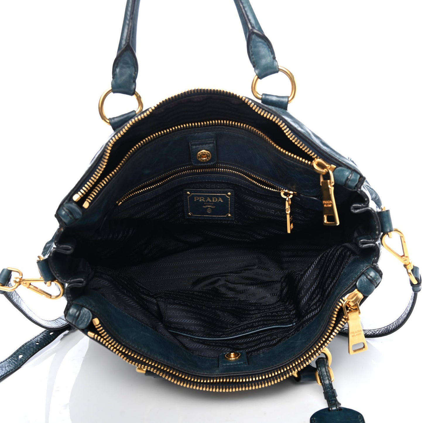 Vitello Shine Shopping Satchel Denim