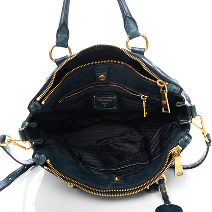 Prada Vitello Shine Shopping Satchel Denim 4 of 4