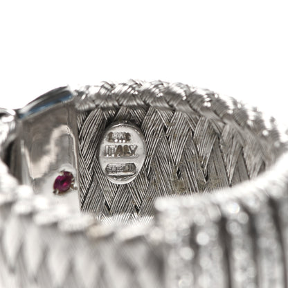 Roberto Coin 18K White Gold Diamond Primavera Wide Silk Mesh Ring 53 6.25 4 of 4