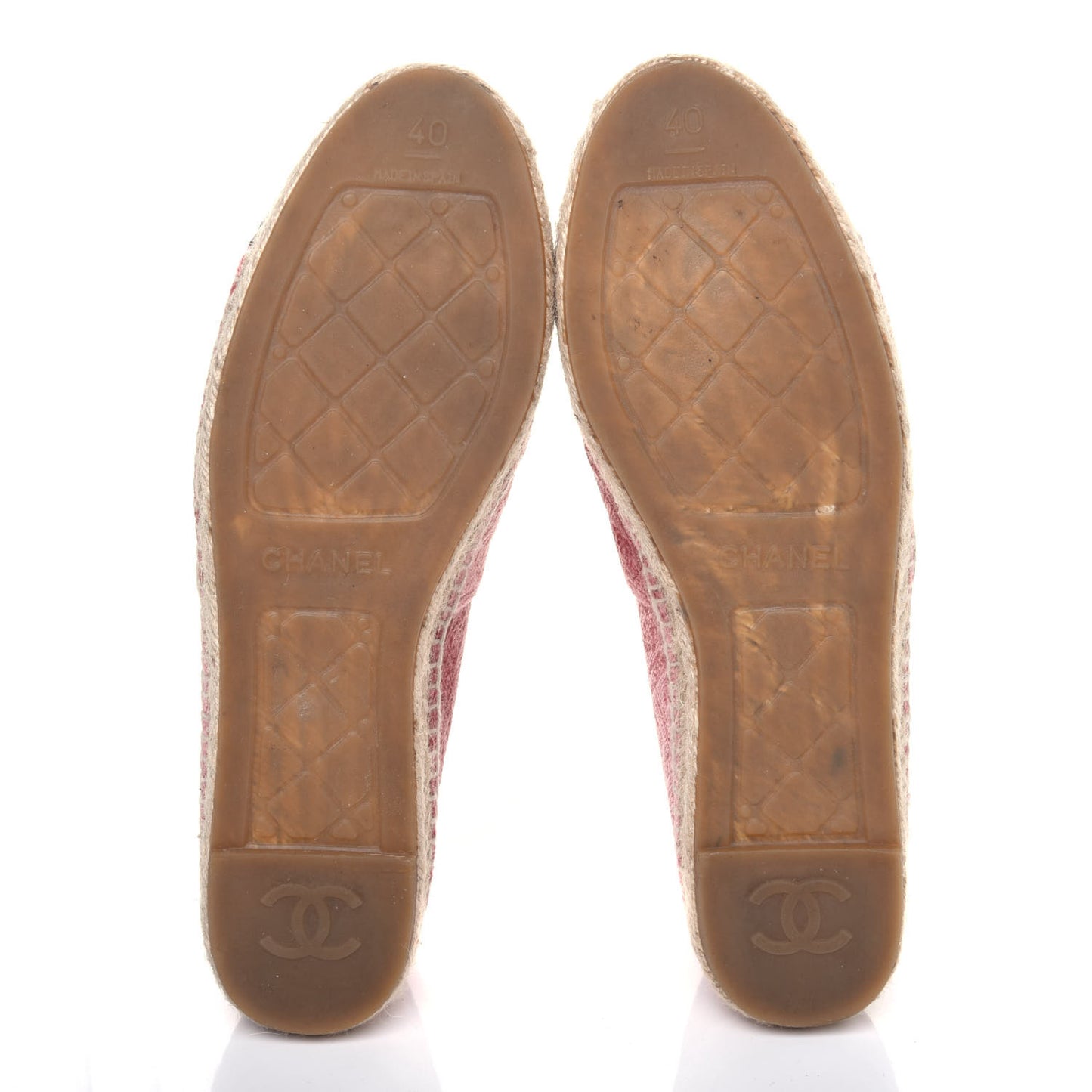 Velvet Grosgrain Quilted Camellia CC Espadrilles 40 Pink Black