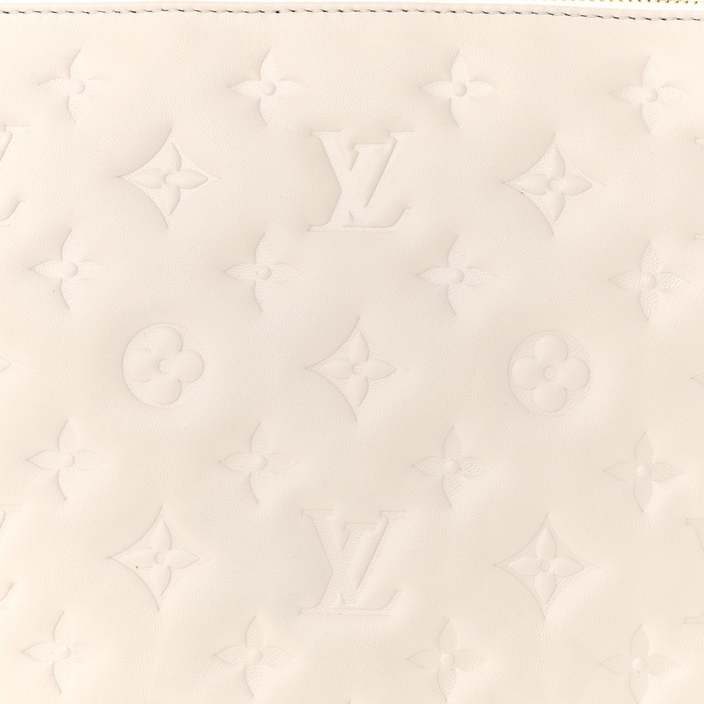 Lambskin Embossed Monogram Coussin PM Cream
