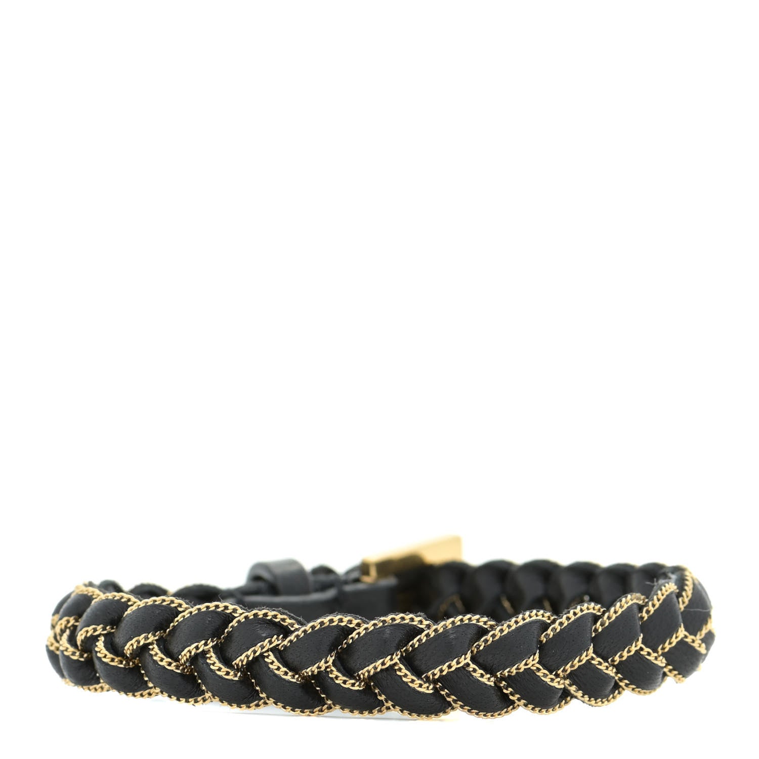 Saint Laurent Calfskin Braided Double Wrap Bracelet Black 3 of 7