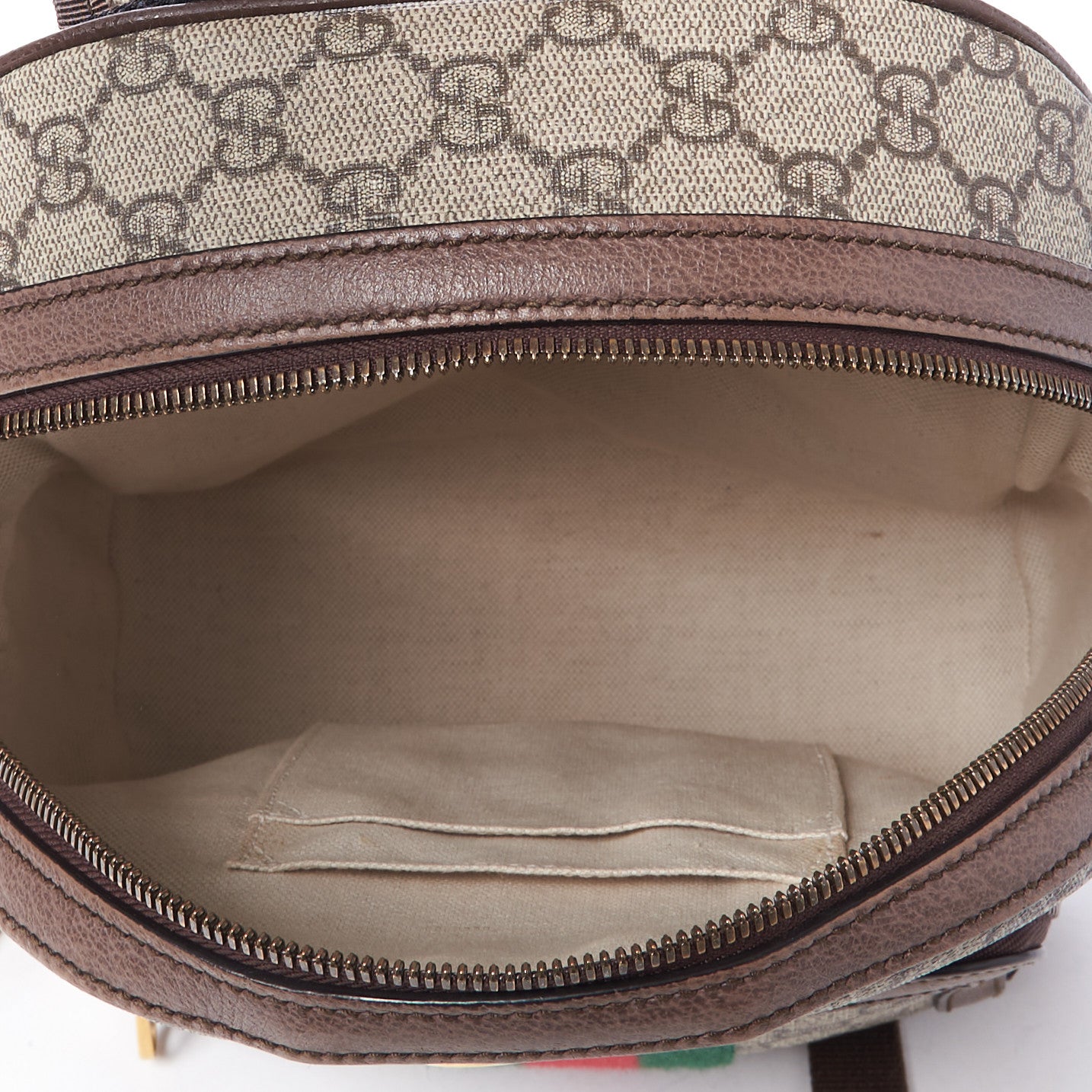 GG Supreme Monogram Calfskin Web Small Ophidia Day Backpack Beige Ebony New Acero