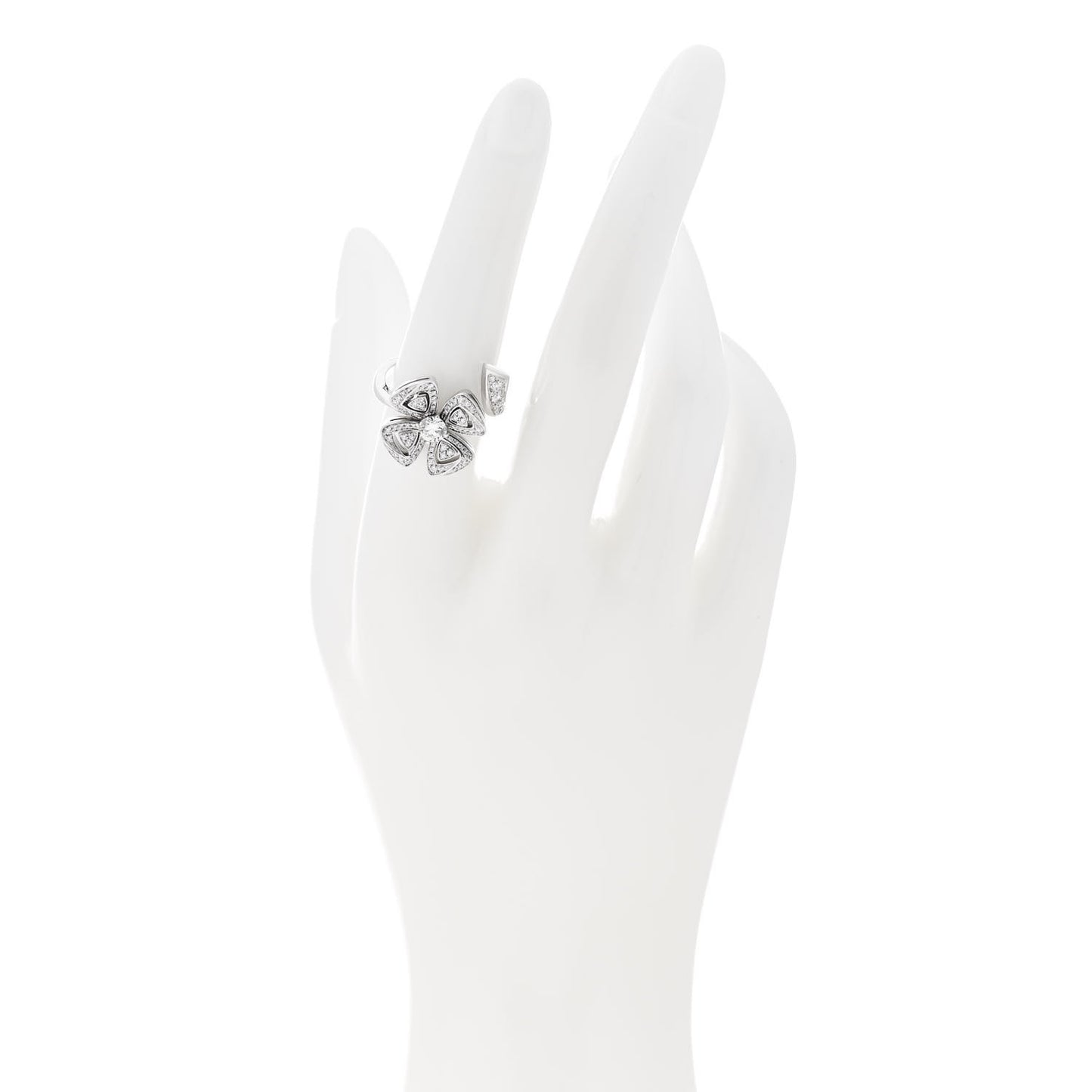 18K White Gold Diamond Fiorever Bypass Ring 52 6