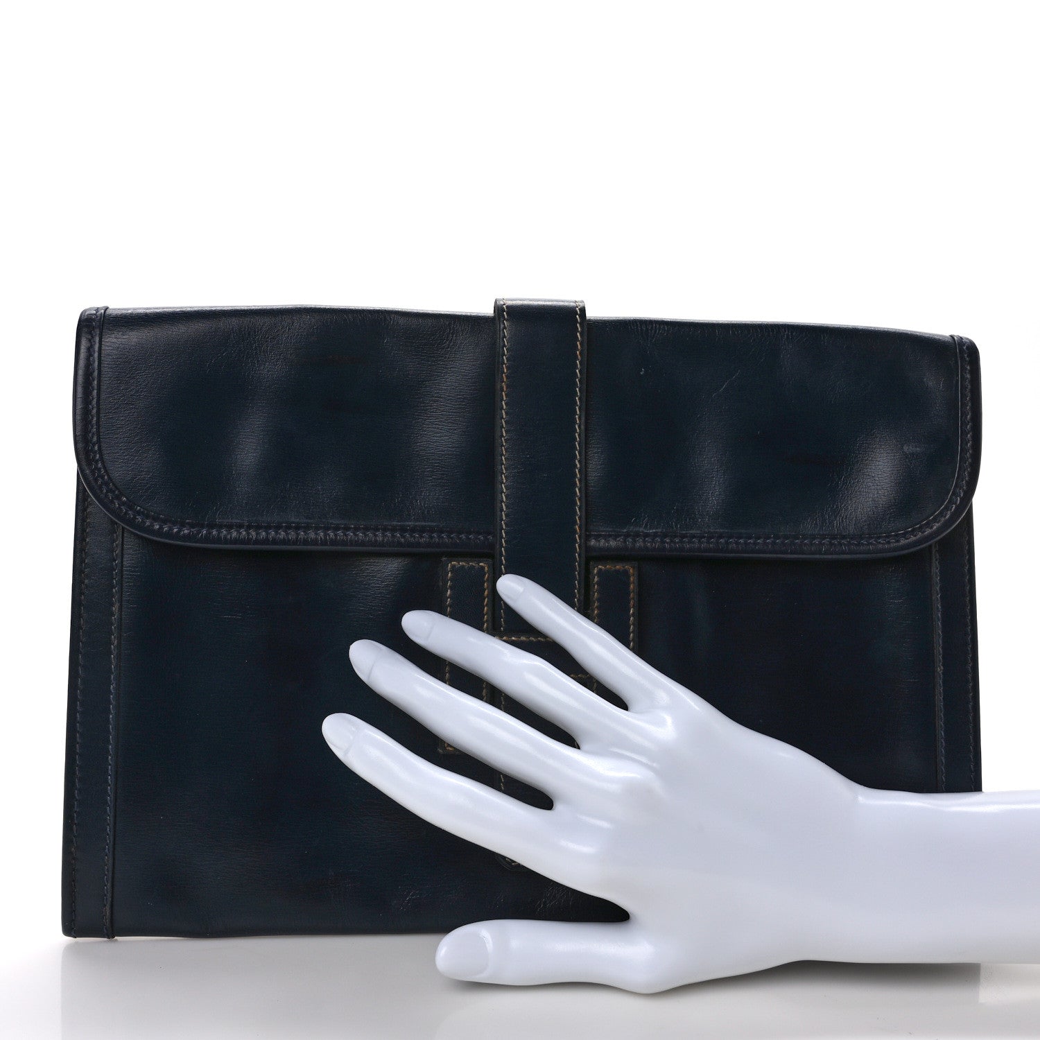 Hermes Box Jige PM Clutch Bleu Marine 2 of 8