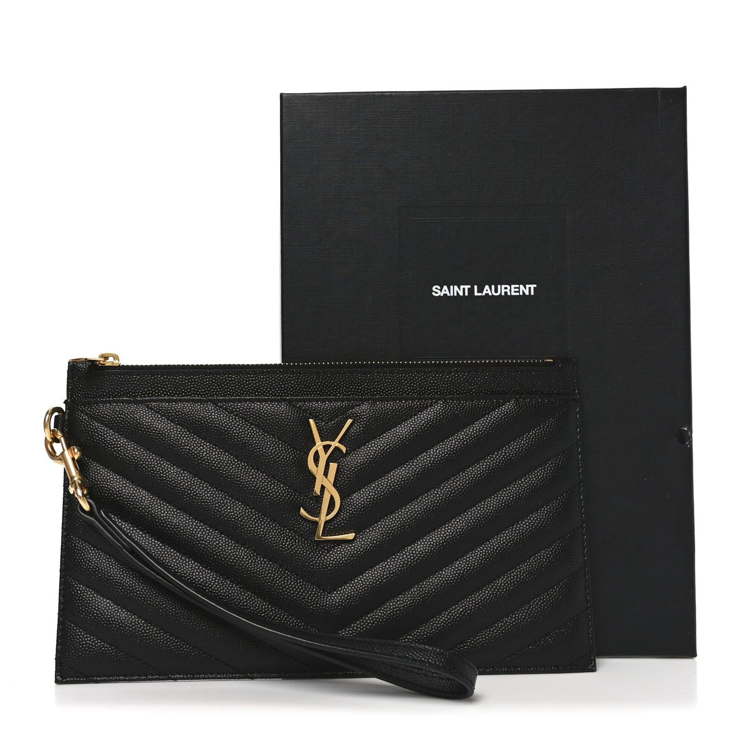 Grain De Poudre Chevron Monogram Large Bill Pouch Black
