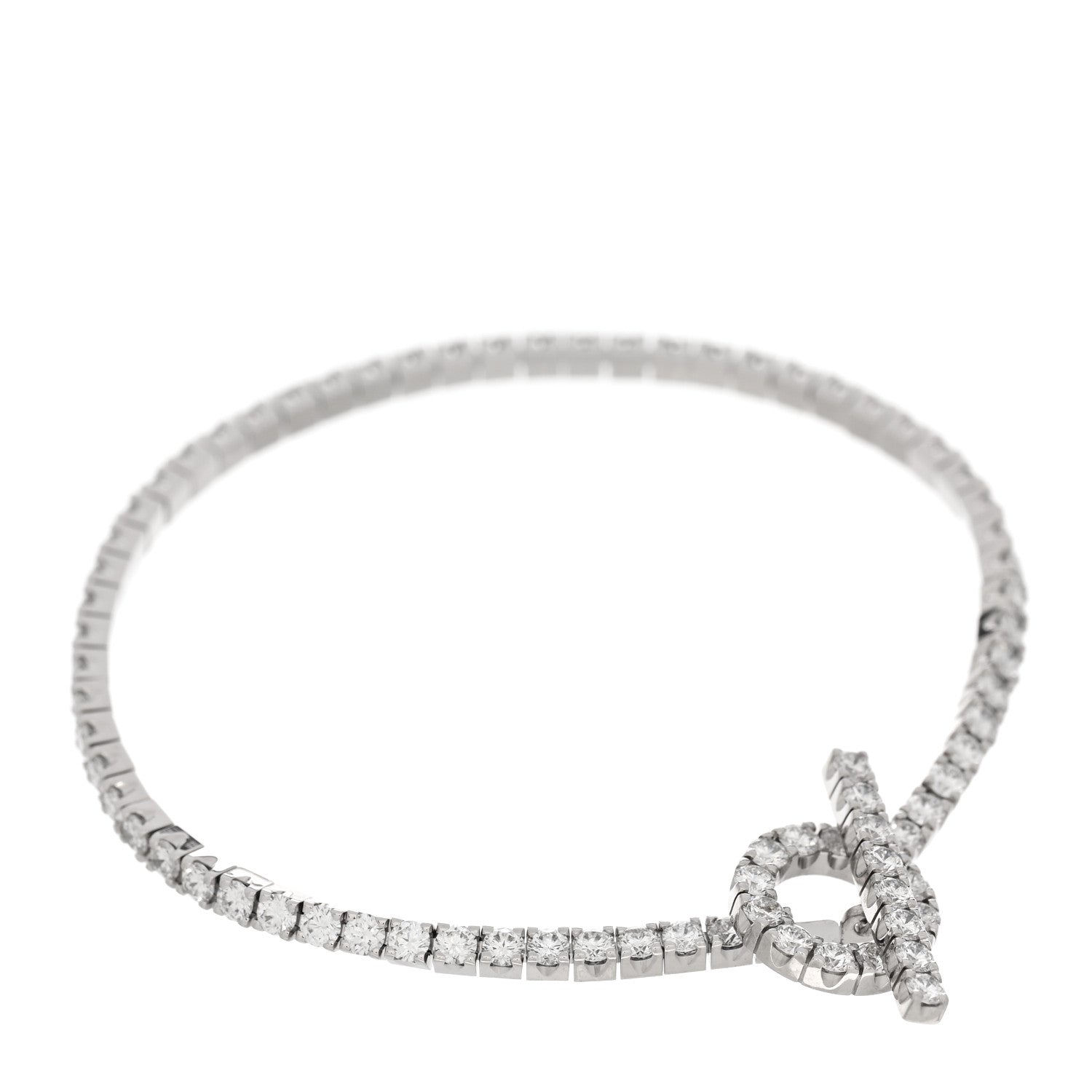 Hermes 18K White Gold Diamond Finesse Link Bracelet XS 1 of 3