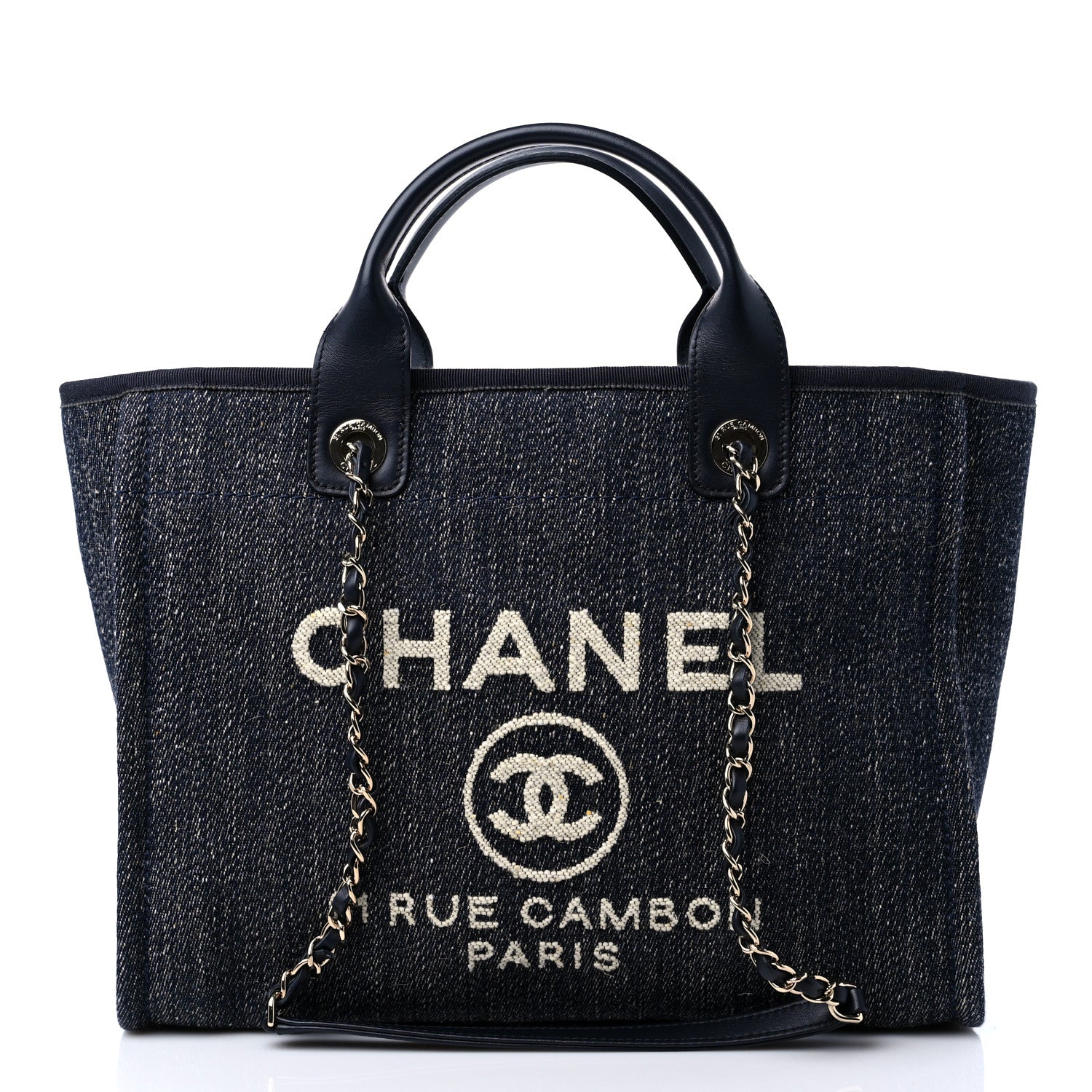 Chanel Mixed Fibers Small Deauville Tote Navy Blue 3 of 10