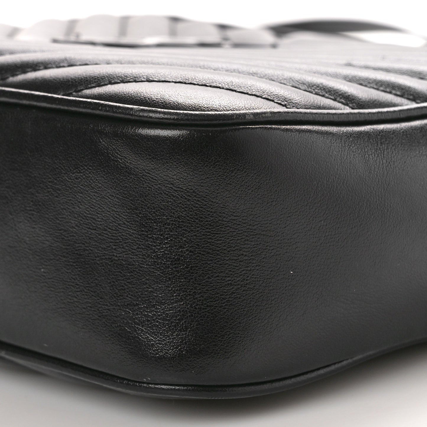 SAINT LAURENT Calfskin Matelasse Monogram Monochrome Lou Camera Bag Black